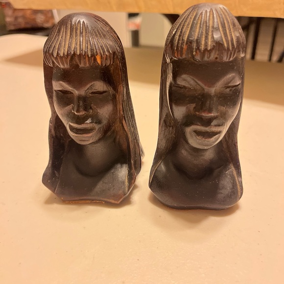 Sculpture hand carved wood. Representing an Indian woman and man measuring 11 cm - Picture 2 of 16